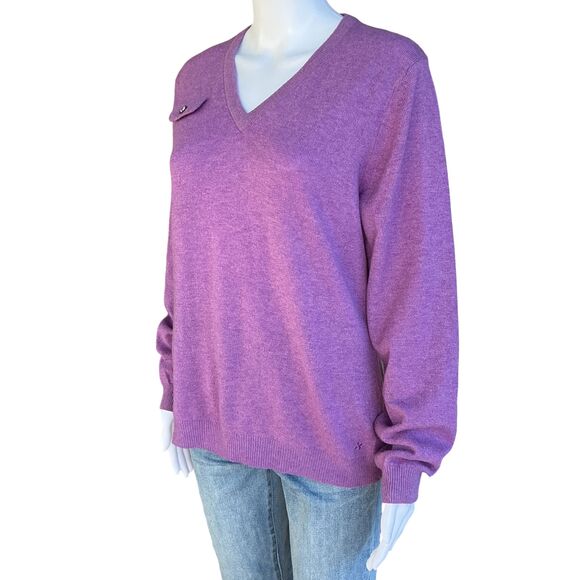 Bobby Jones Cashmere Merino Sweater Womens Size L Purple V-Neck Golf Old Money - Picture 5 of 14